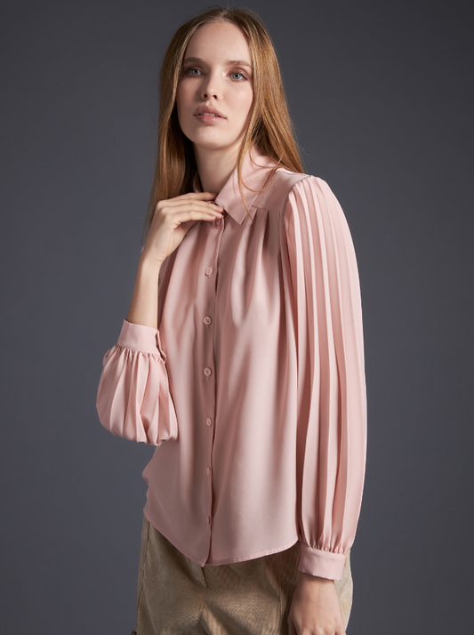 Accordion Sleeve Blouse | Pink