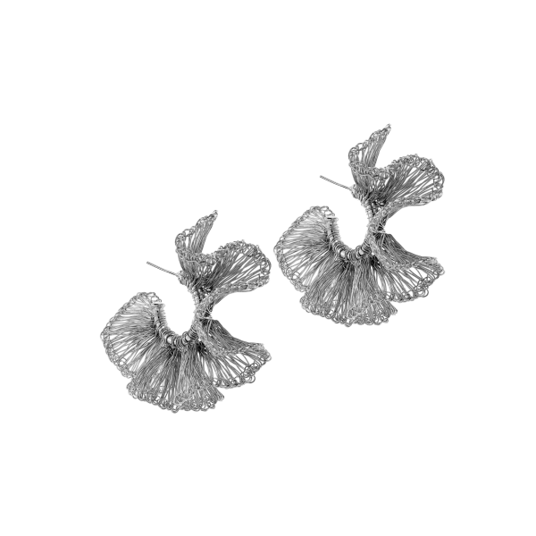 Abstract Leaf Silver Earrings