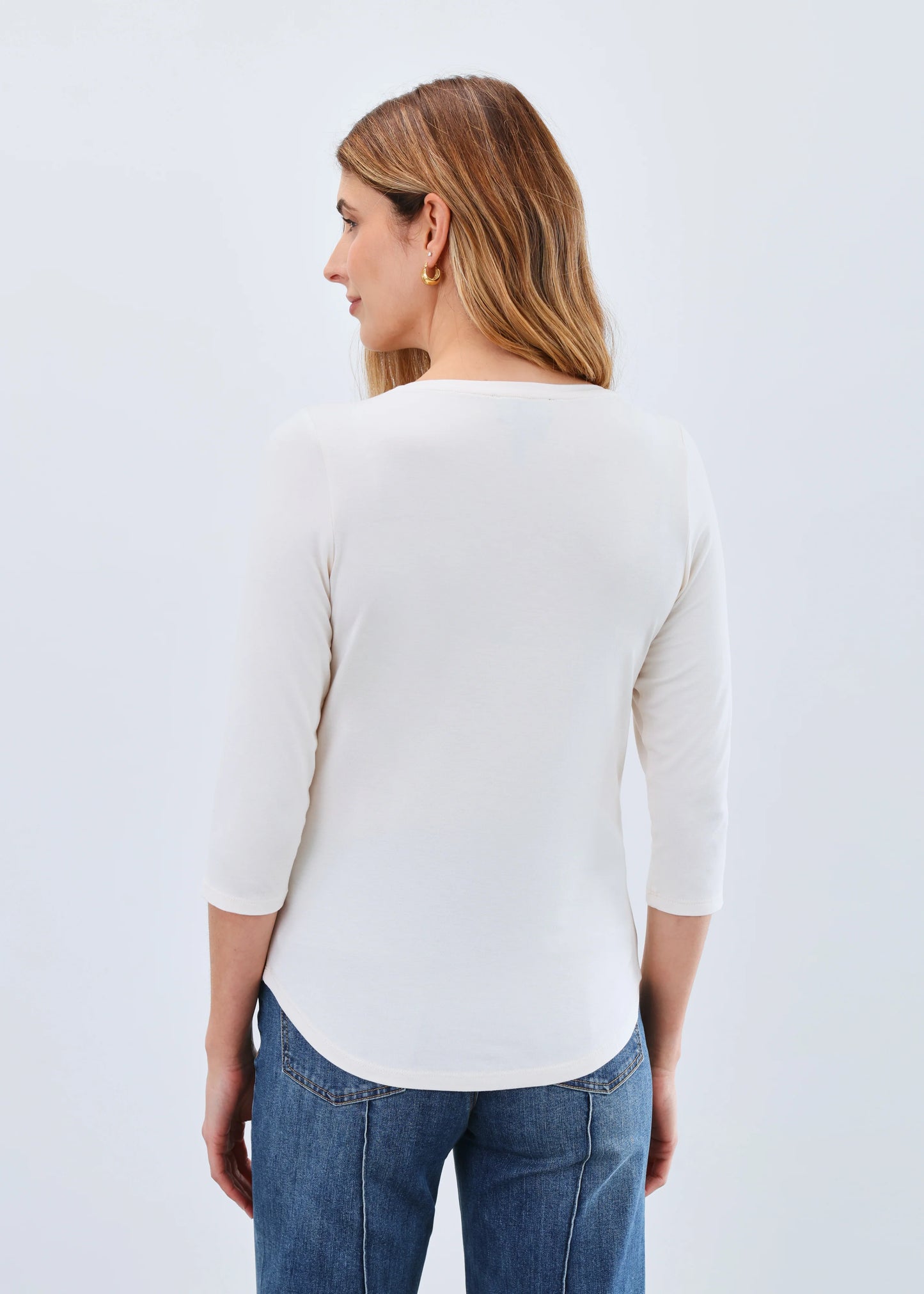 Cream V Neck Top