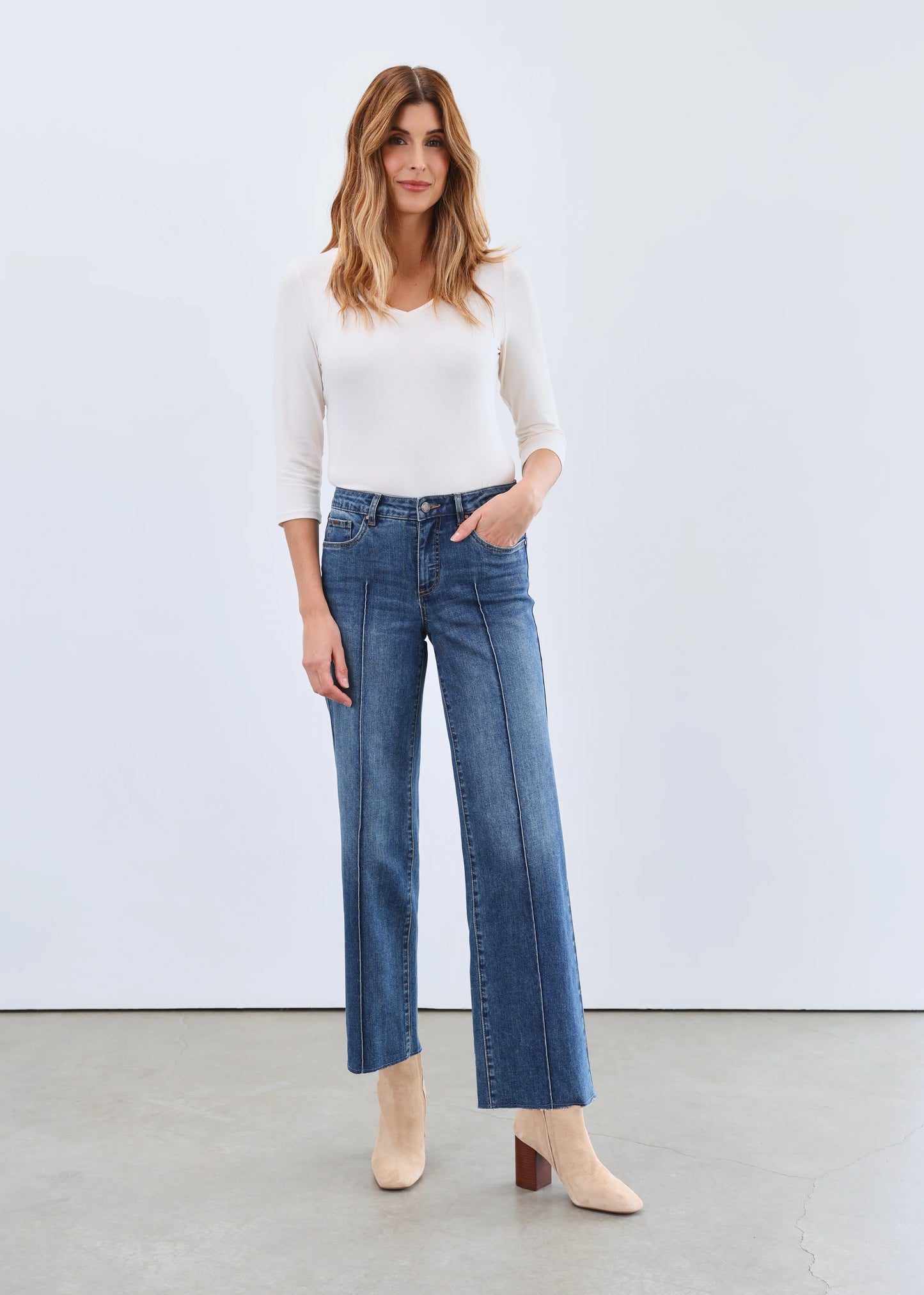 Cream V Neck Top