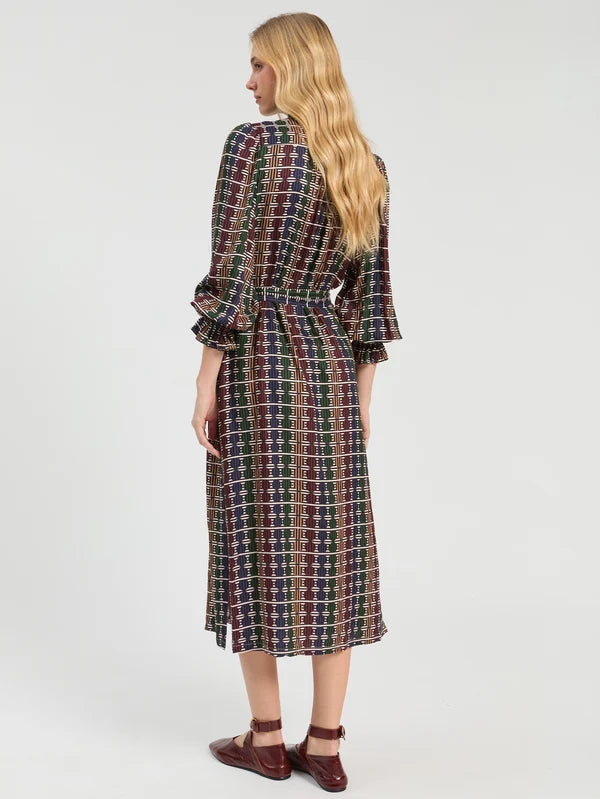 Geo Circle Stripe Midi Dress