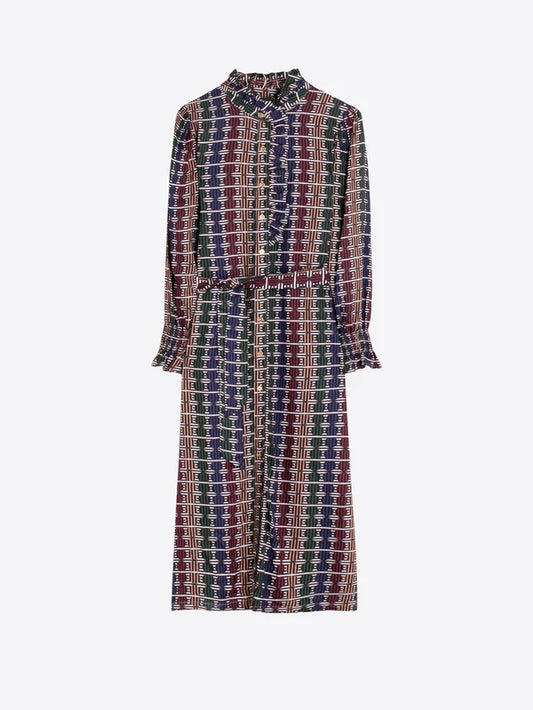 Geo Circle Stripe Midi Dress