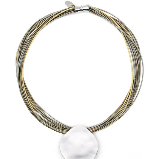 Silver Disc Necklace | Gold,Silver,Bronze