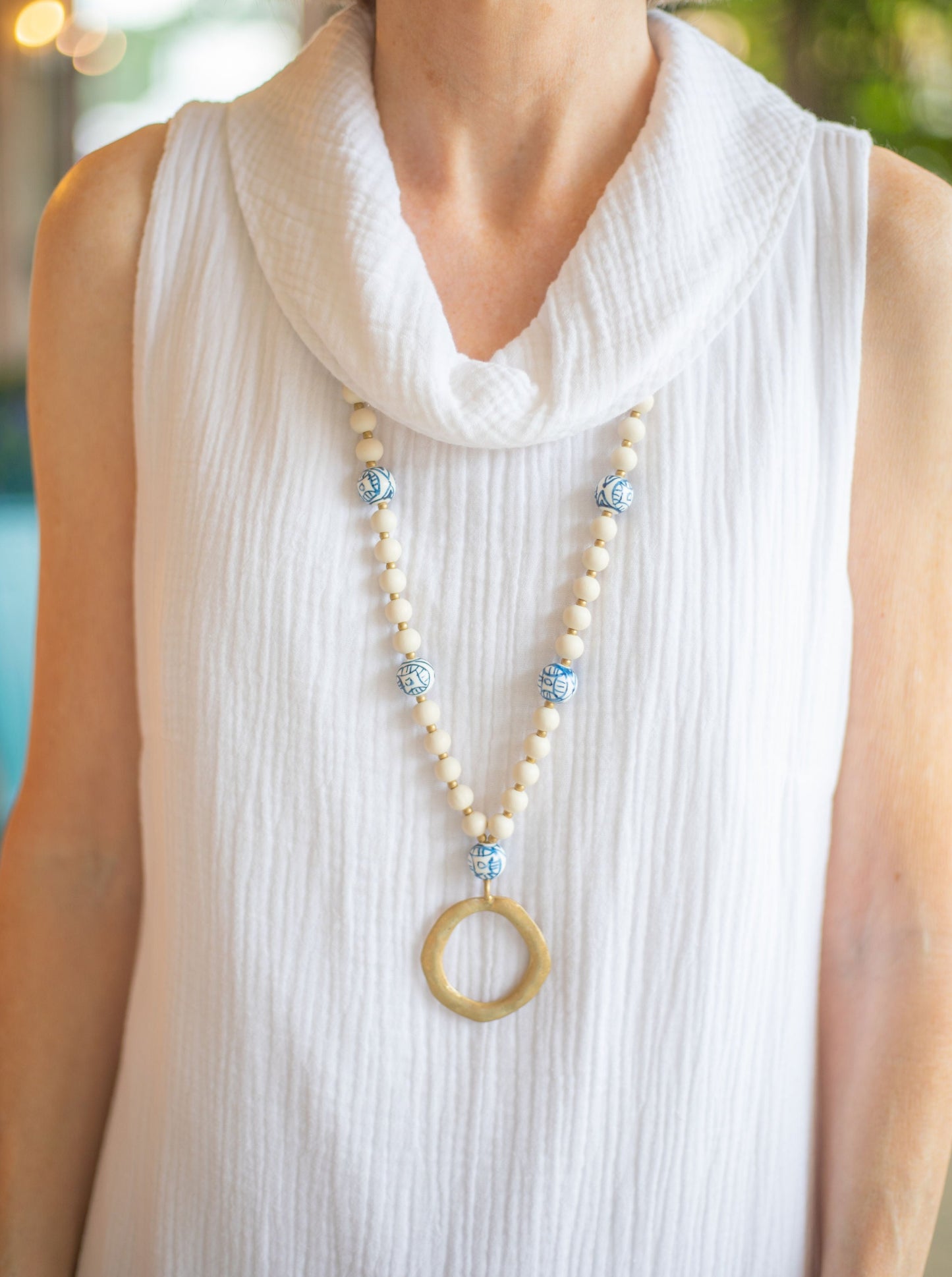 Beaded Chinosoire Necklace-Ivory