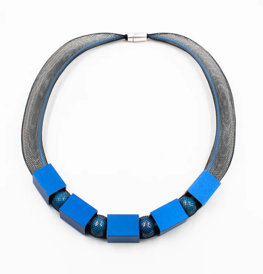 Blue Mesh Tube Necklace