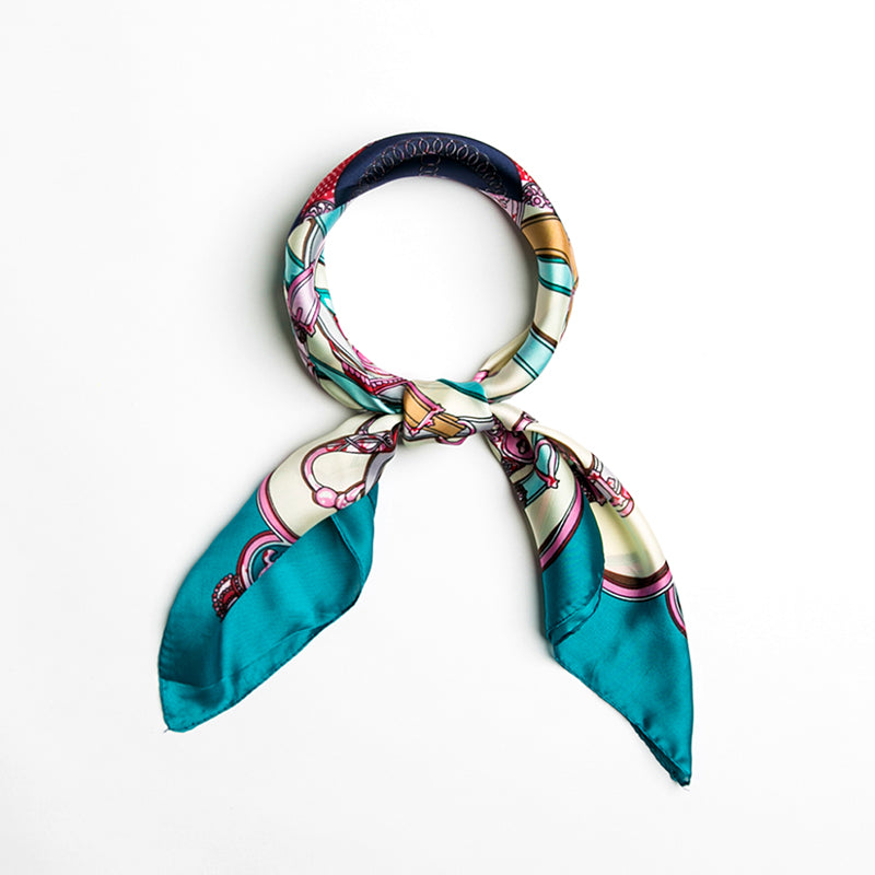 Blue Color Blocking Print Scarf