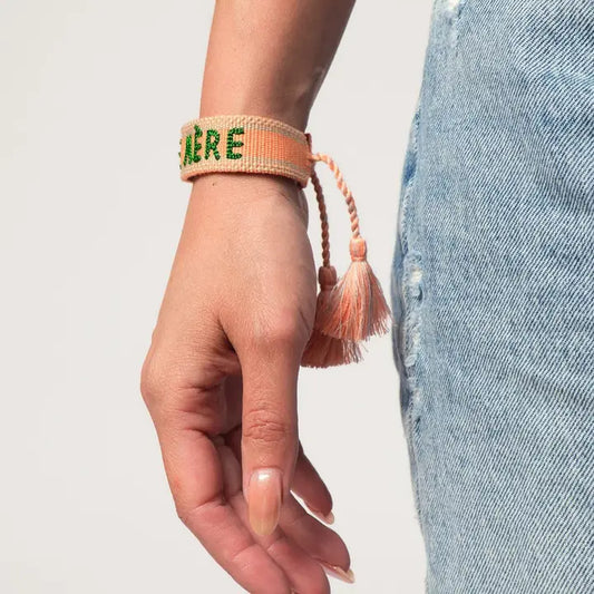 Woven Bracelet | Peach/Green