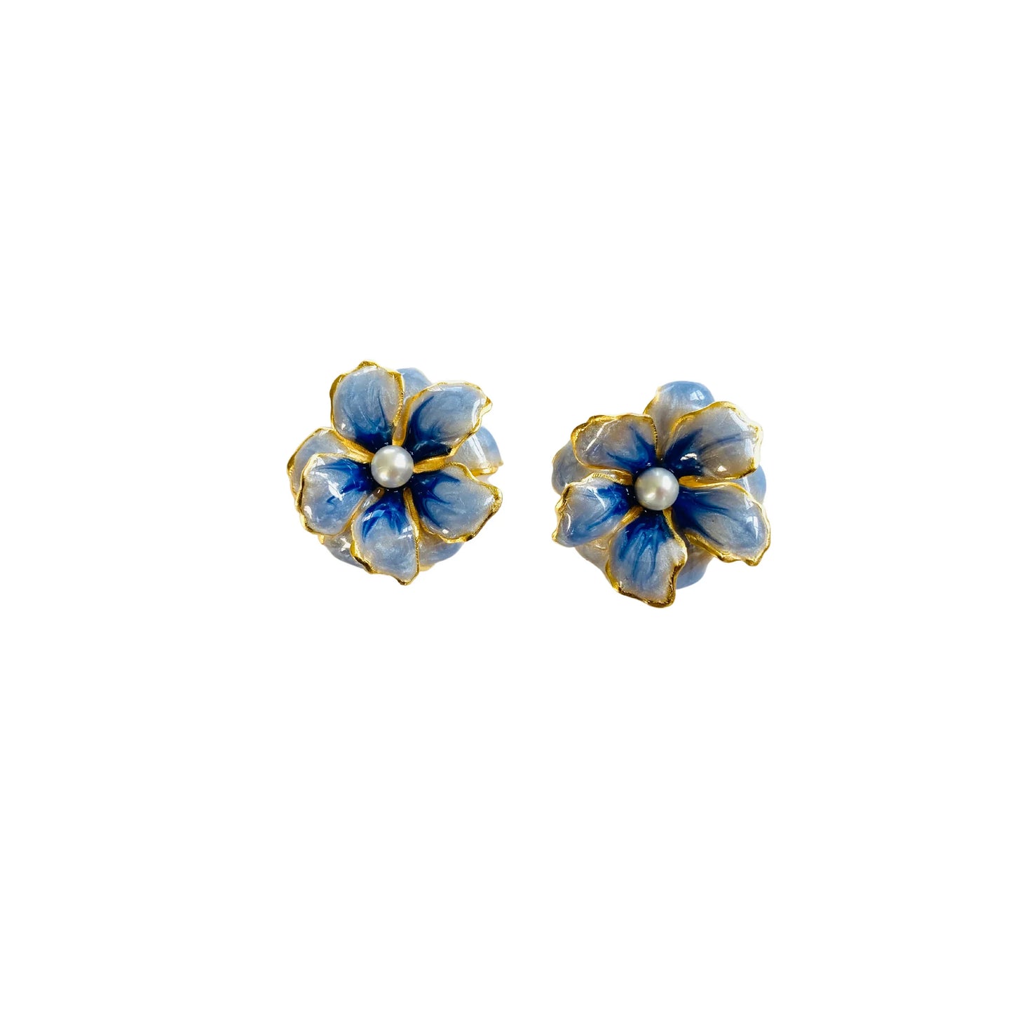 Double Floral Earring | Blue