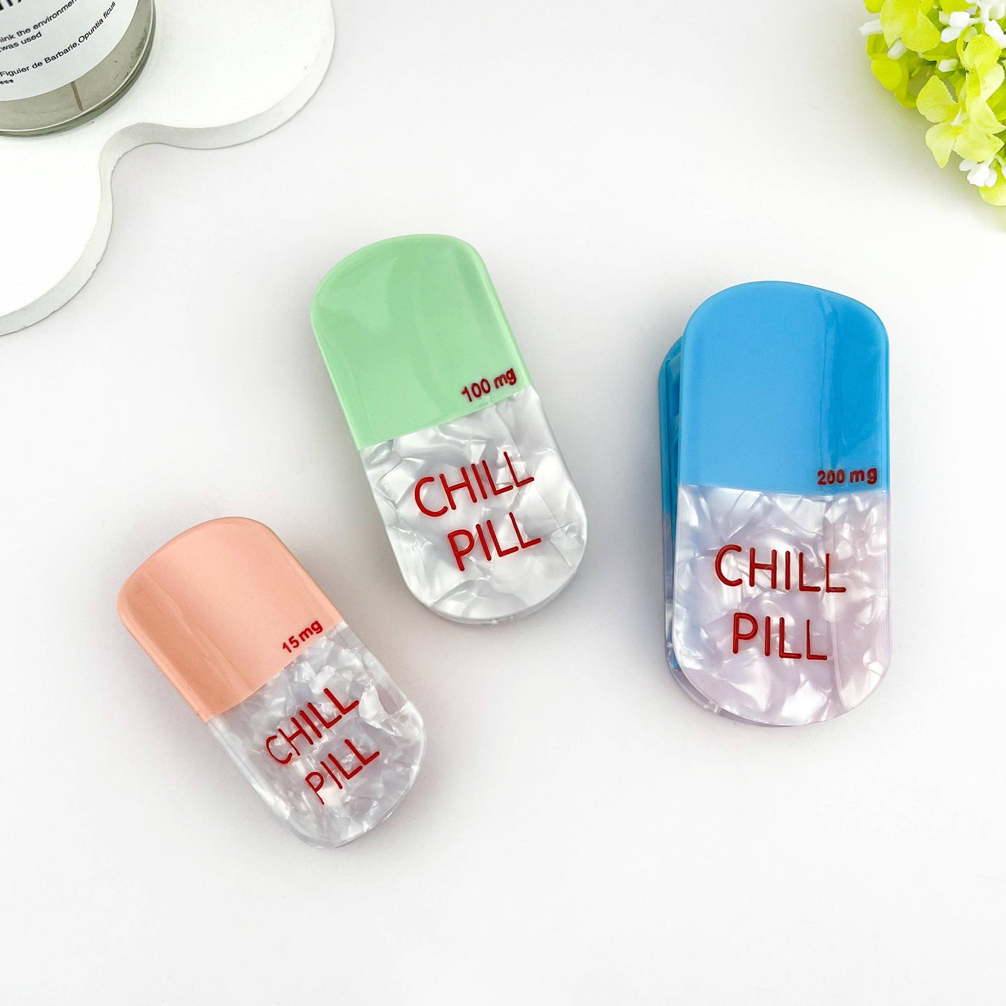 Sweet Dream Sleep Pill Acetate Hair Claw Clip: Blue