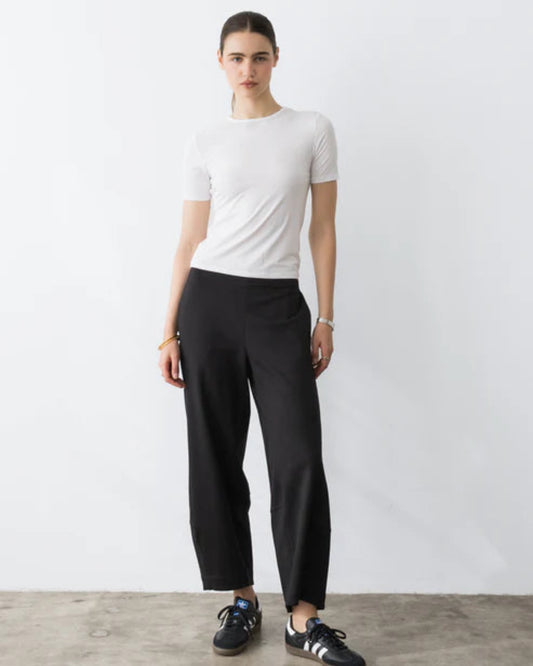 Ponte Knit Barrel Pant | Black