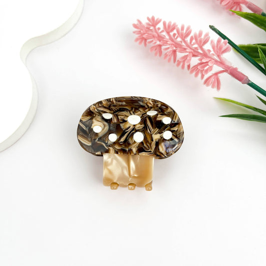 Mushroom Plant Acetate Hair Claw Clip: Brown