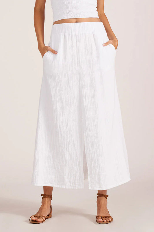 Split Front Skirt | White