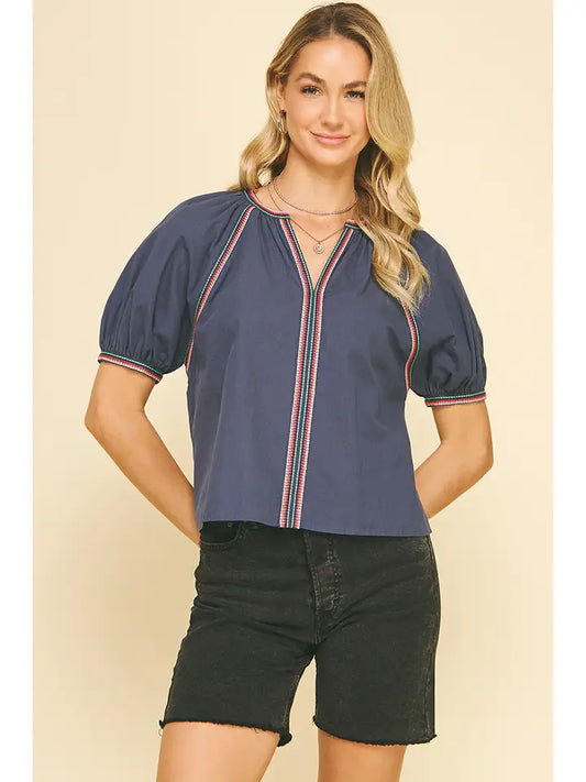 Contrast Stitch Blouse