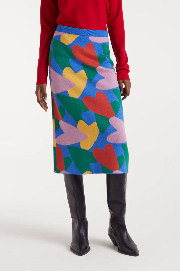 Cupid Print Midi Skirt