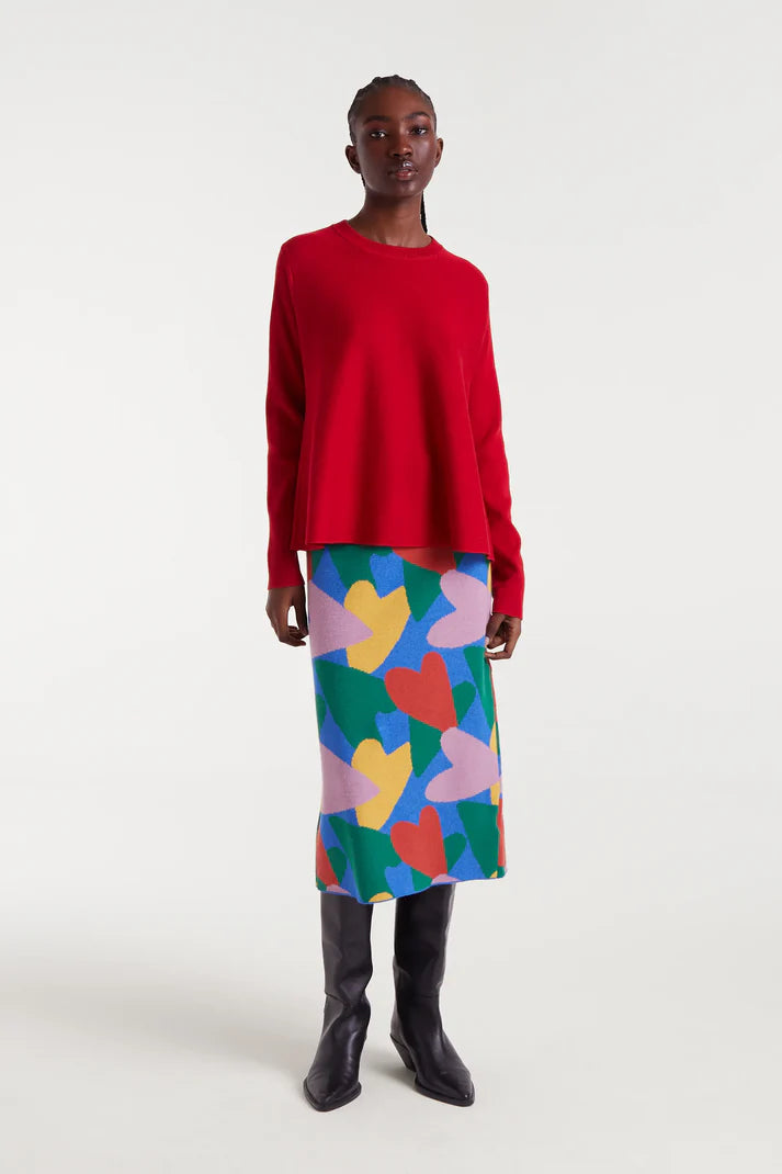 Cupid Print Midi Skirt