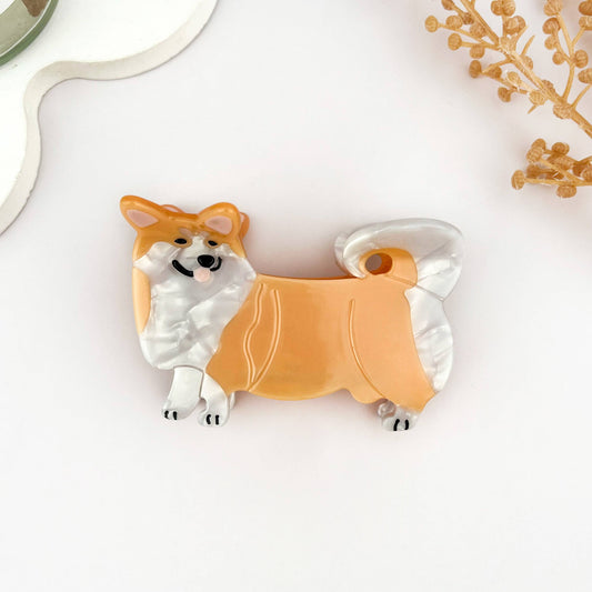 Cute Corgi Dog Hair Clip Acetate Animal Claw Clip: A