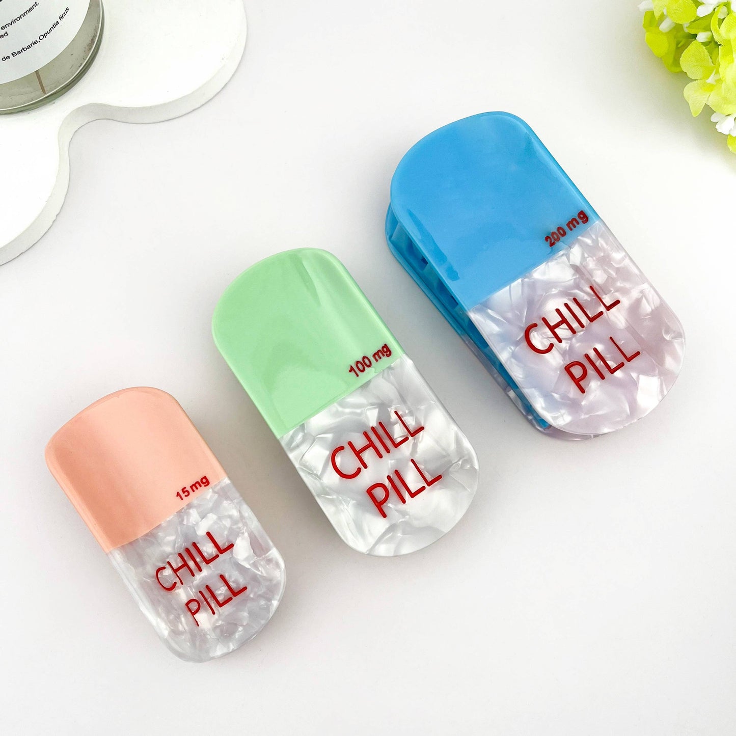 Sweet Dream Sleep Pill Acetate Hair Claw Clip: Blue