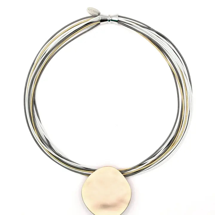 Gold Disc Necklace | White,Slate,Gold