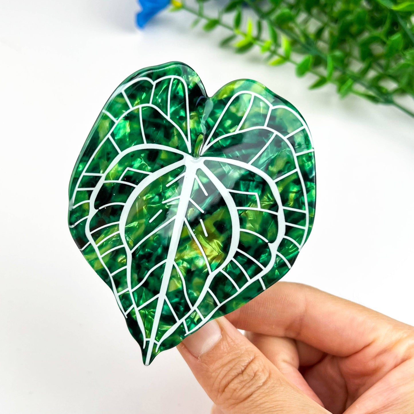 Monstera Leaf Hair Claw Clip Tropical Vacation Cute: Greenwhite