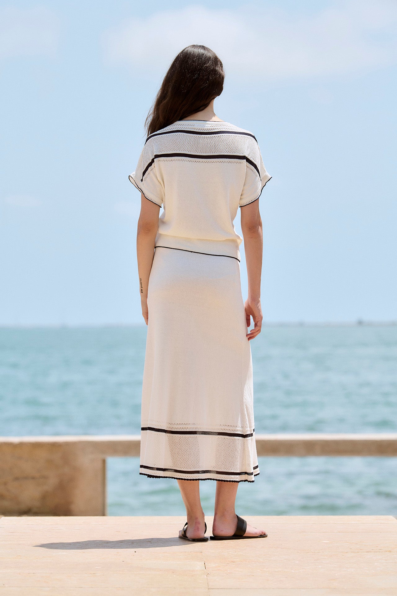 Midi Skirt with Openwork Hem