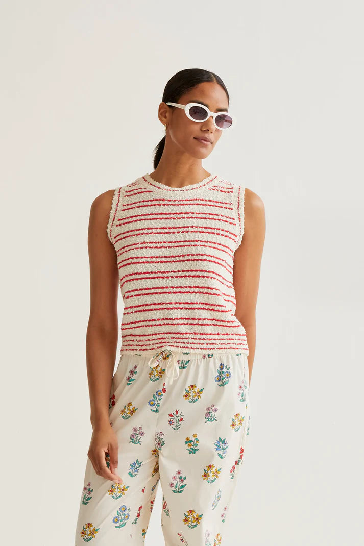 Red Stripe Textured Top