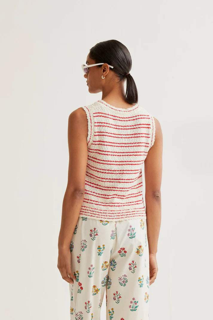Red Stripe Textured Top