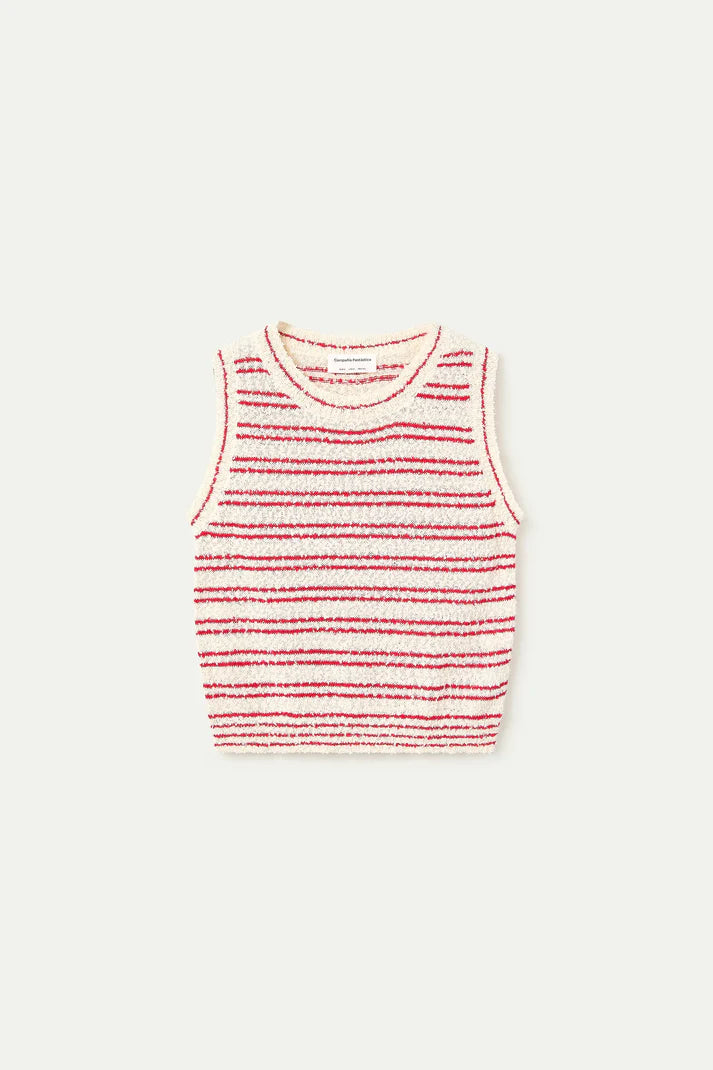Red Stripe Textured Top