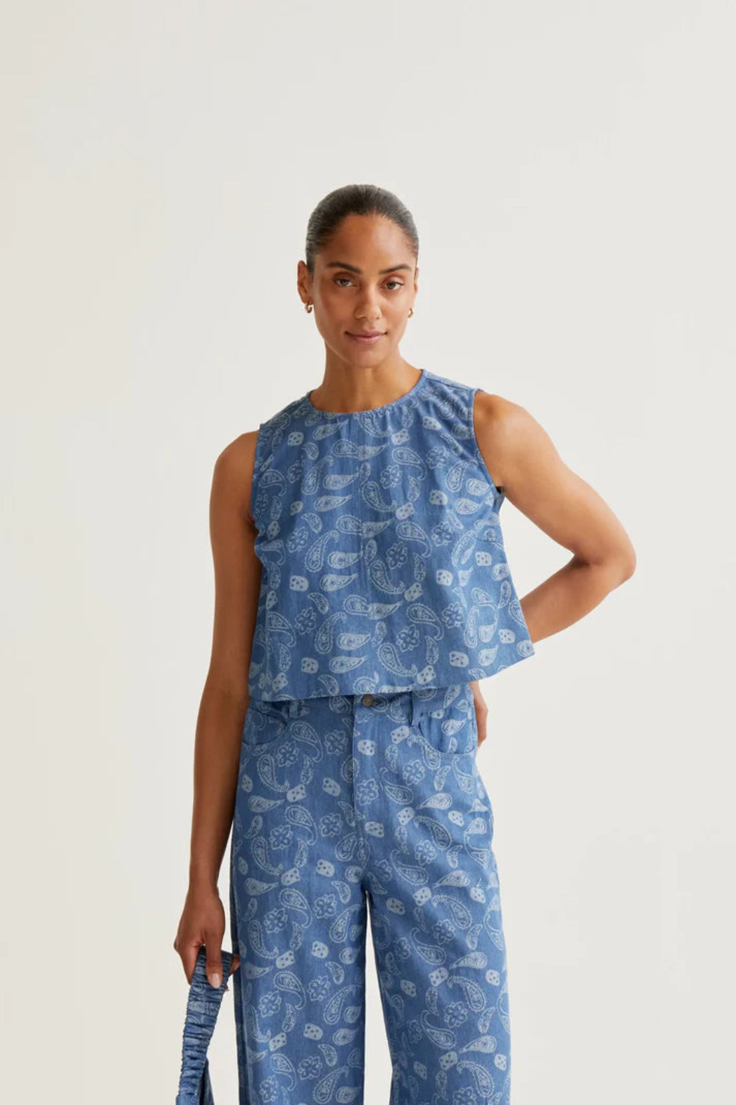 Paisley Denim Top