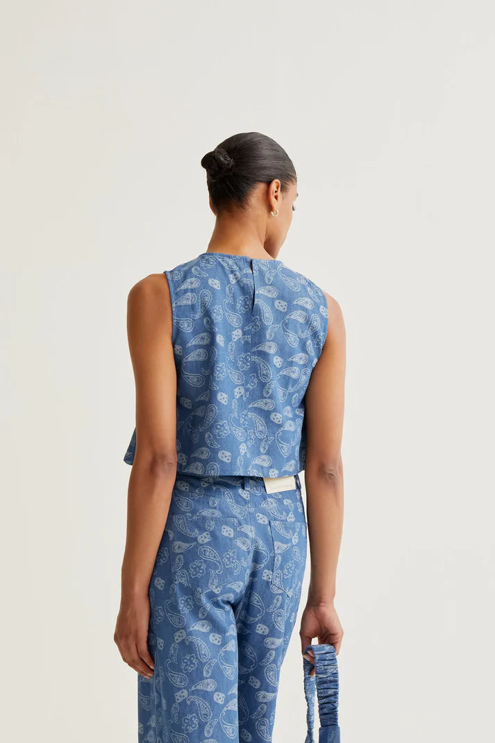 Paisley Denim Top