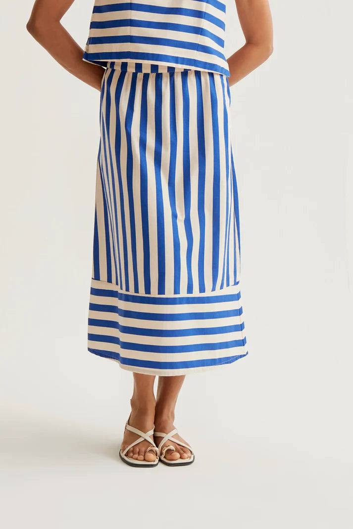 Blue Stripe Midi Skirt
