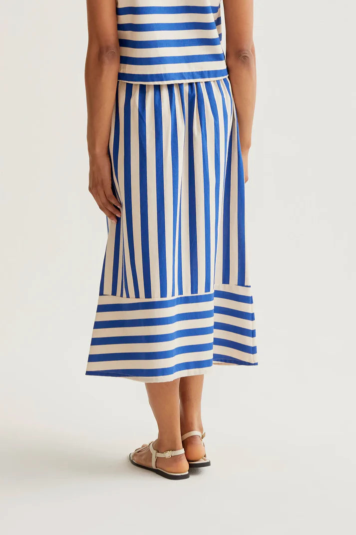 Blue Stripe Midi Skirt