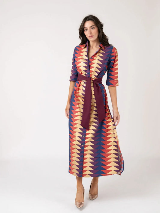Eloise Dress | Spice Bagru Triangle