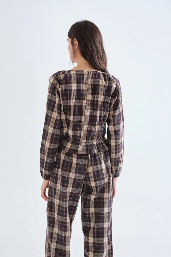 Smocked Plaid Blouse