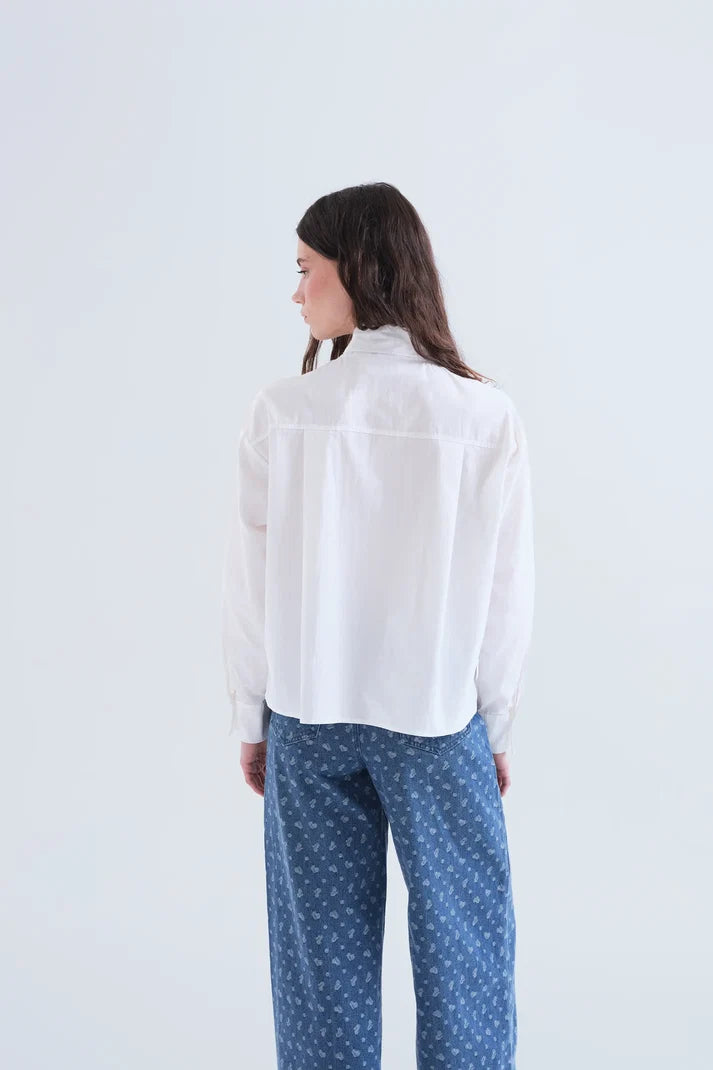 White Tie Neck Blouse