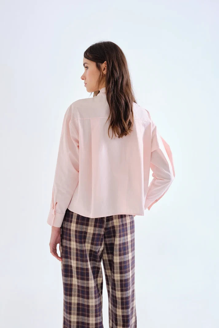 Pink Tie Neck Blouse