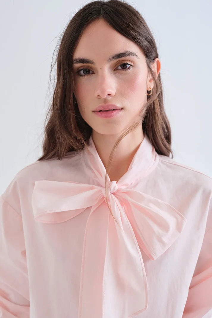 Pink Tie Neck Blouse
