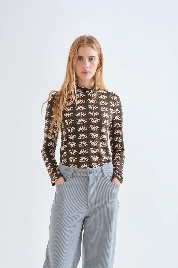 Green Print Top