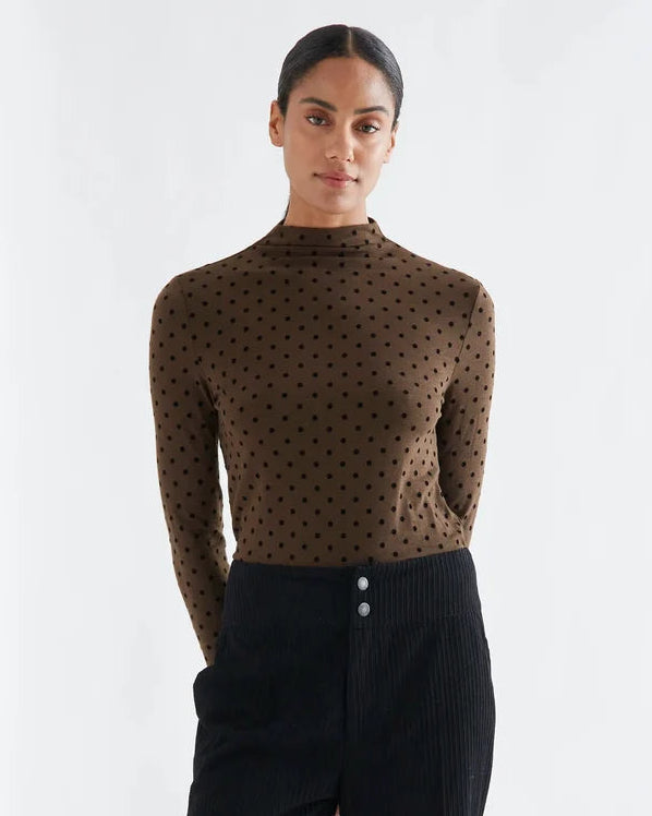 Polka Dot Mock Neck