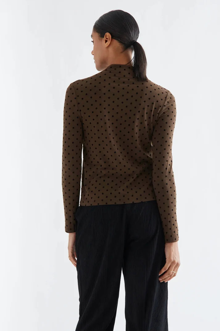 Polka Dot Mock Neck