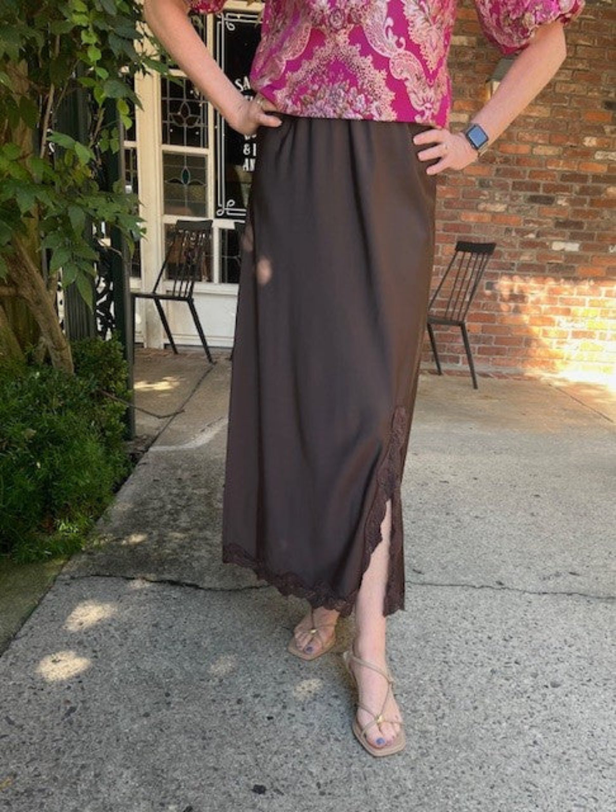 Dark Brown Satin Skirt