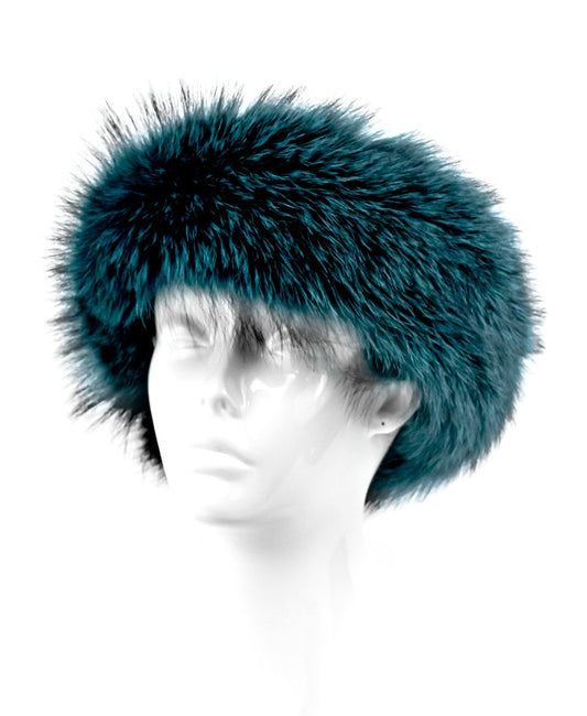 Teal Fox Fur Headband/Collar