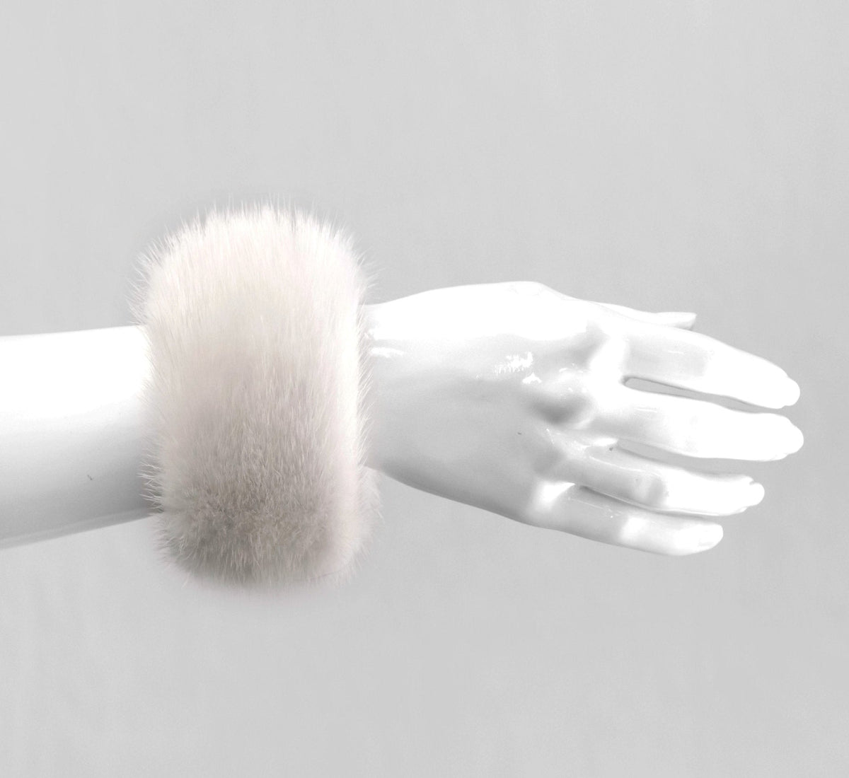 White Mink Fur Snap Cuffs