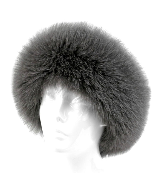 Moody Grey Fox Fur Headband/Collar