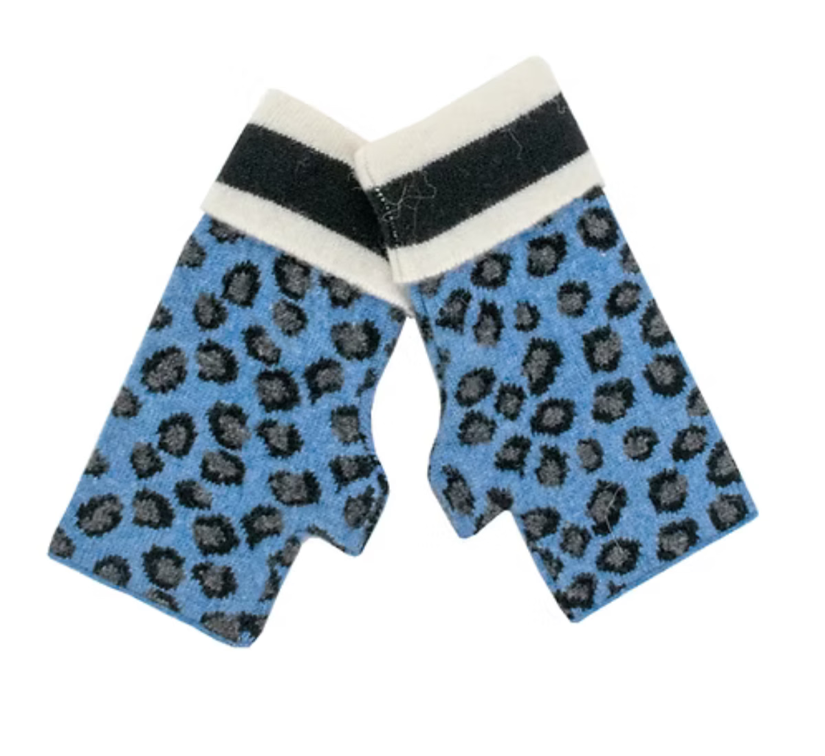 Blue Leopard Fingerless Gloves