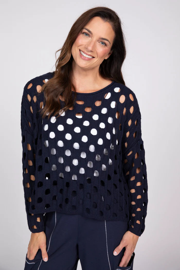 Open Weave Topper | Navy