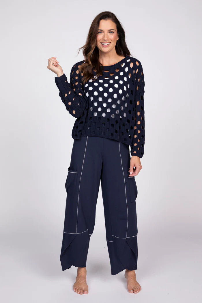 Open Weave Topper | Navy