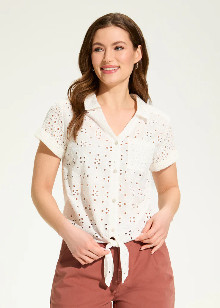 Eyelet Lace Short-Sleeve Top