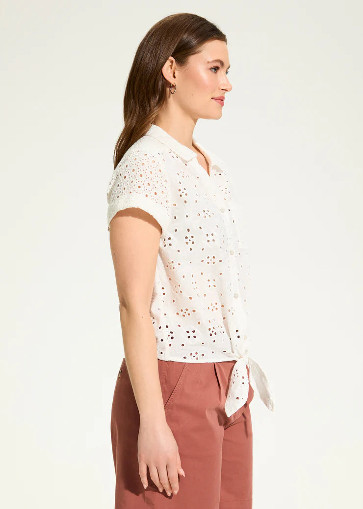 Eyelet Lace Short-Sleeve Top