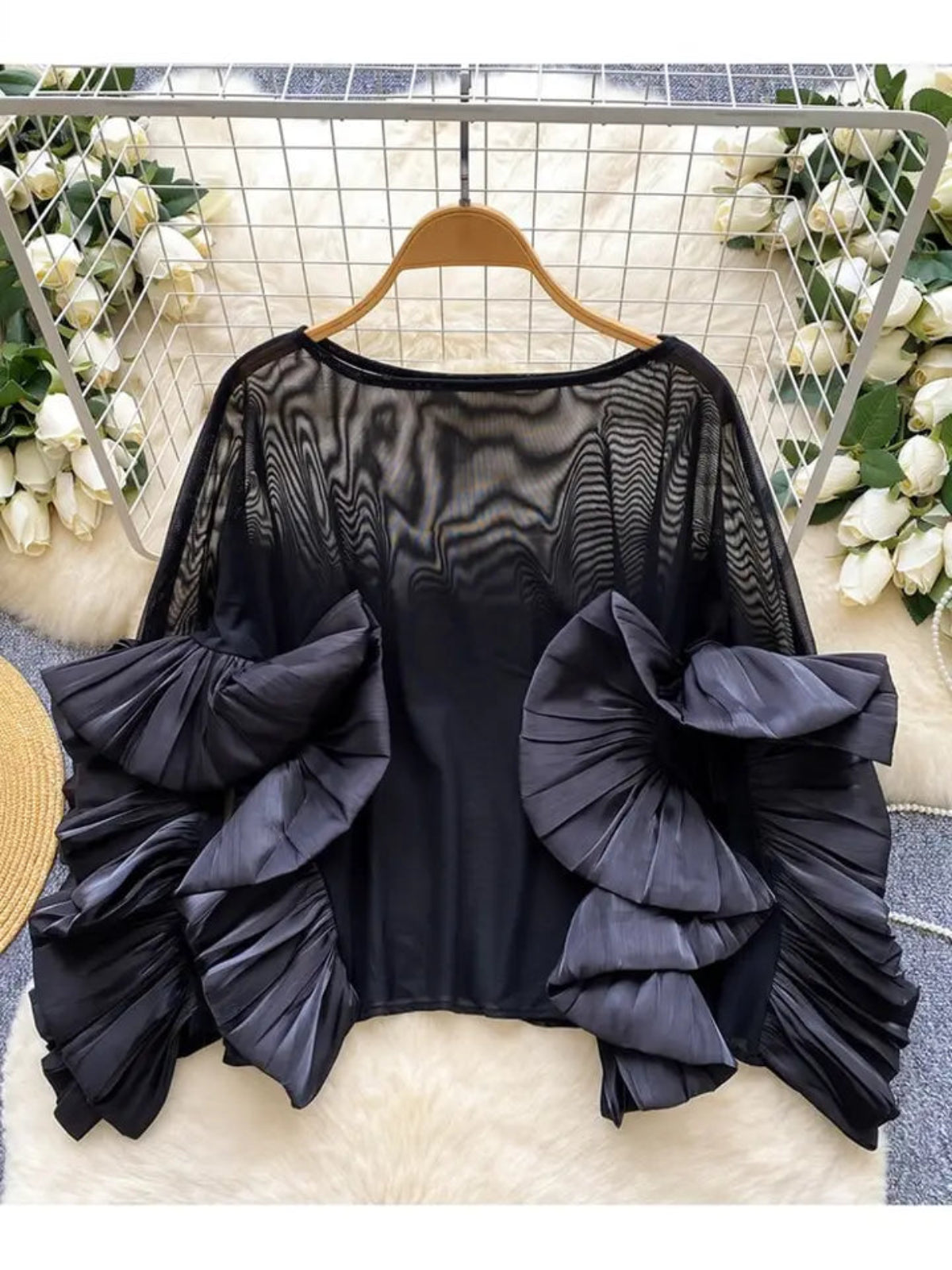 Ruffle Sleeve Statement Blouse