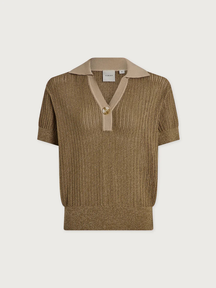 Perrine Knit Polo | Sepia Twist